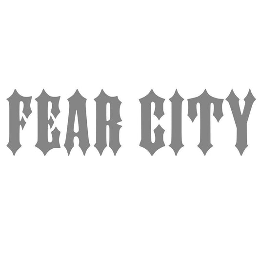 Clubstyle Chopper Sticker Fear City – Motorrad Aufkleber Oldschool Biker Schriftzug – Harley Decal – Custom Bike Sticker – Chopper Tank Logo – Biker Style Aufkleber – Motorrad Garage Deko – Bobber FXR Dyna Road Glide Look grau