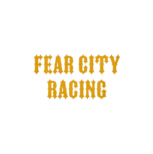 Gold Clubstyle Sticker - Fear City Racing Design - Chopper Aufkleber für Harley, Biker Helm, Tank oder Motorrad - Custom Decal