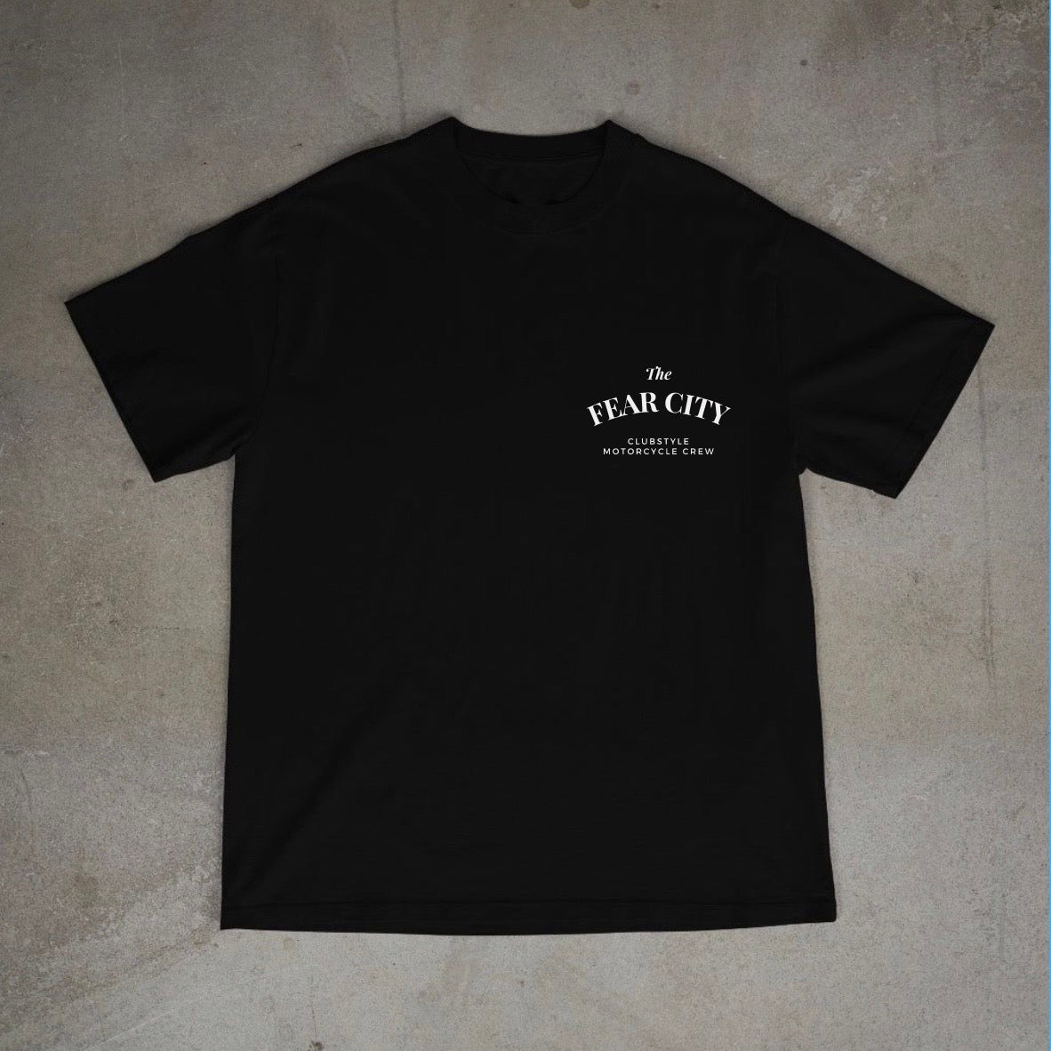 CLUBSTYLE Fear City schwarz Rundes Logo Motorraf Tshirt