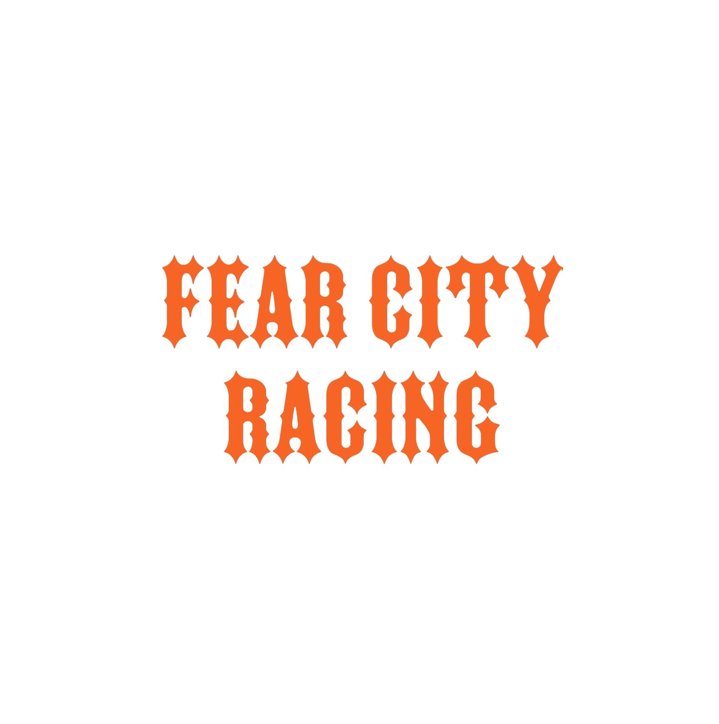 Orange Clubstyle Sticker - Fear City Racing Design - Chopper Aufkleber für Harley, Biker Helm, Tank oder Motorrad - Custom Decal