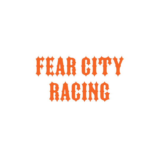 Orange Clubstyle Sticker - Fear City Racing Design - Chopper Aufkleber für Harley, Biker Helm, Tank oder Motorrad - Custom Decal