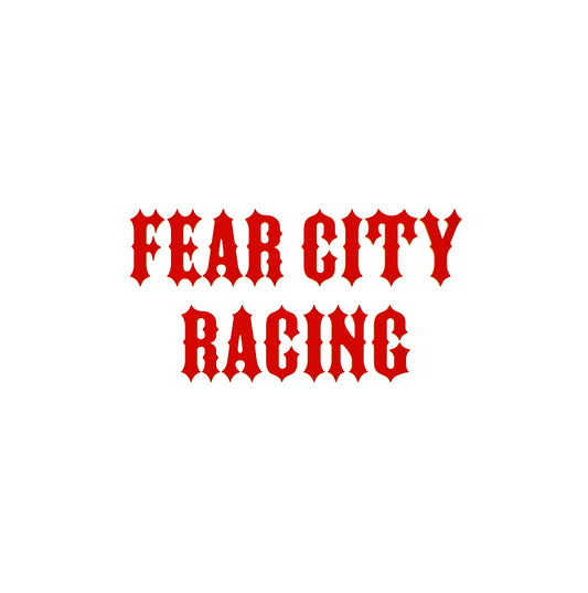 Rot Clubstyle Sticker - Fear City Racing Design - Chopper Aufkleber für Harley, Biker Helm, Tank oder Motorrad - Custom Decal
