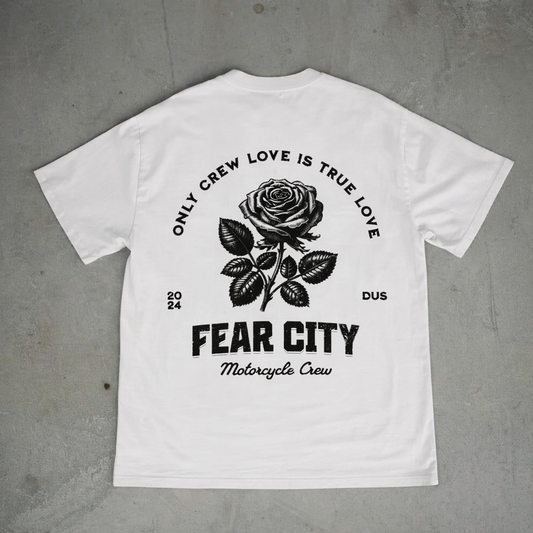 FEAR CITY WHITE ROSE T-SHIRT – WHITE / FRONT & BACKPRINT