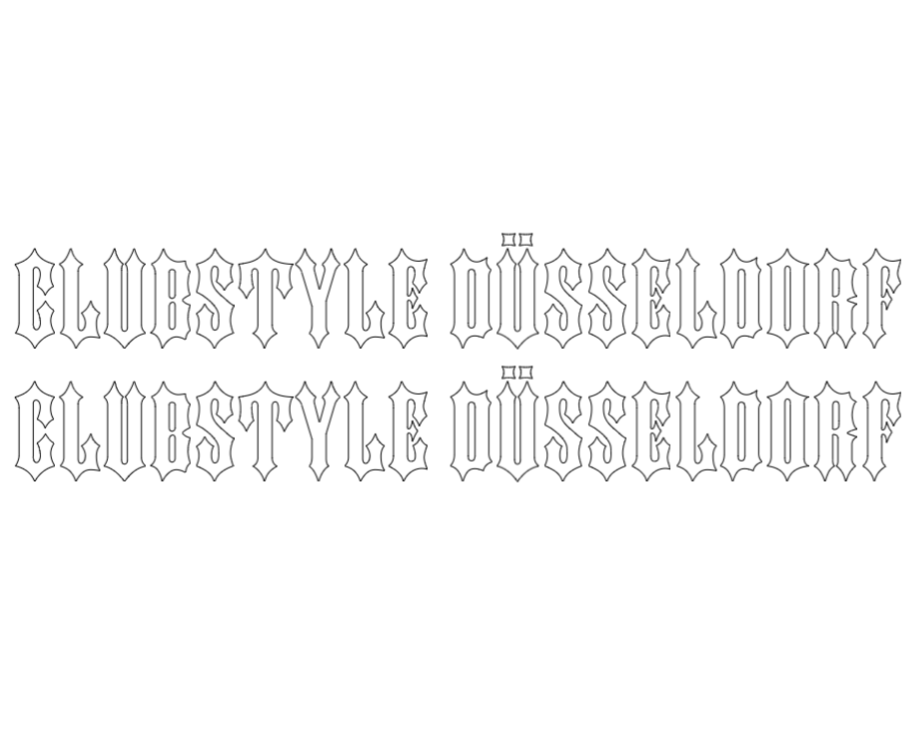 Clubstyle Düsseldorf Sticker 20cm in Schwarz-Weiß, hochwertiger Motorrad Aufkleber für Helm, Tank oder Laptop