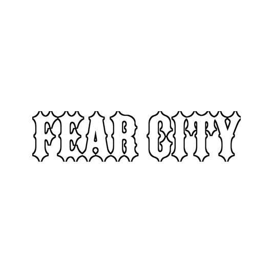 FEAR CITY OG Sticker in Weiß mit dünner schwarzer Outline – FEAR CITY