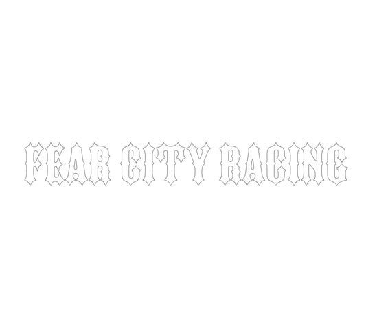 Fear City Sticker Weiß – langlebiger Vinyl-Aufkleber mit weißem Logo für Motorrad, Laptop & Auto