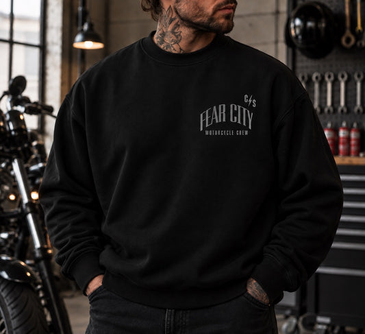 Motorrad Crewneck REAPER von FEAR CITY® – schwarzes Sweatshirt mit Skull-Print