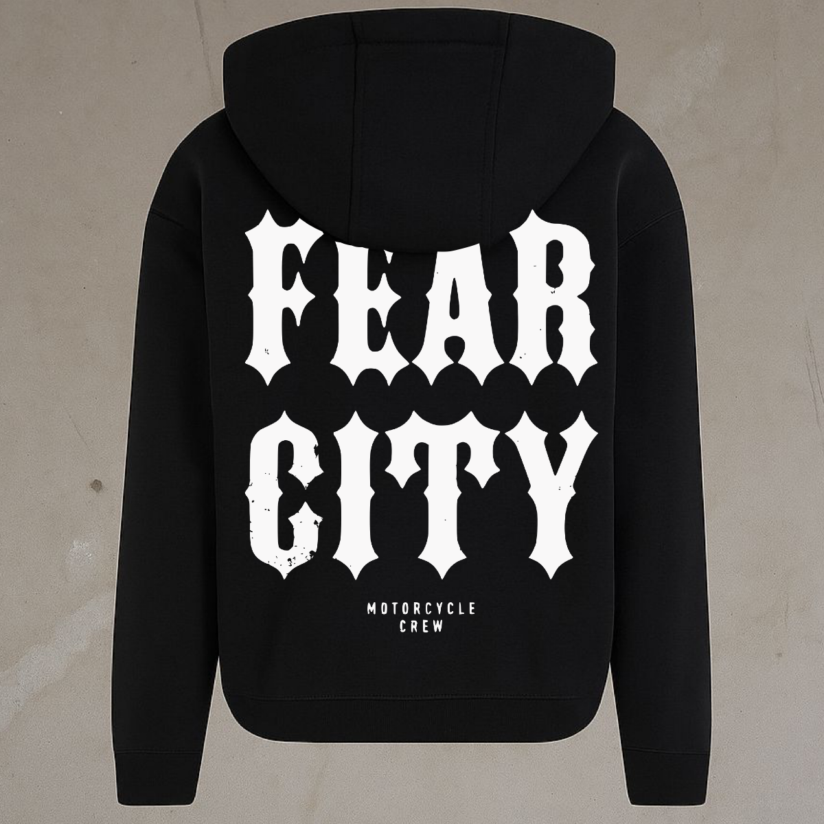 Fear City Heavy Typo Zipper Schwarz - Streetwear mit Typo Print für Biker
