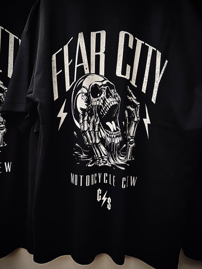 Fear City REAPER TEE – Motorrad Clubstyle T-Shirt mit Reaper Grafik, Biker Streetwear und Motorcycle Crew Look