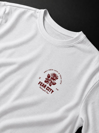 Fear City ROSE TEE RUSTY – Vintage Clubstyle Motorrad-T-Shirt mit Rosenmotiv