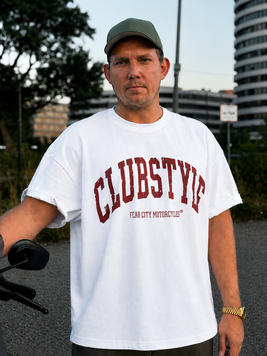 Fear City CLUBSTYLE TEE RUSTY – Vintage Clubstyle Motorrad T-Shirt für Biker, Motorcycle Crew und Garage Lifestyle