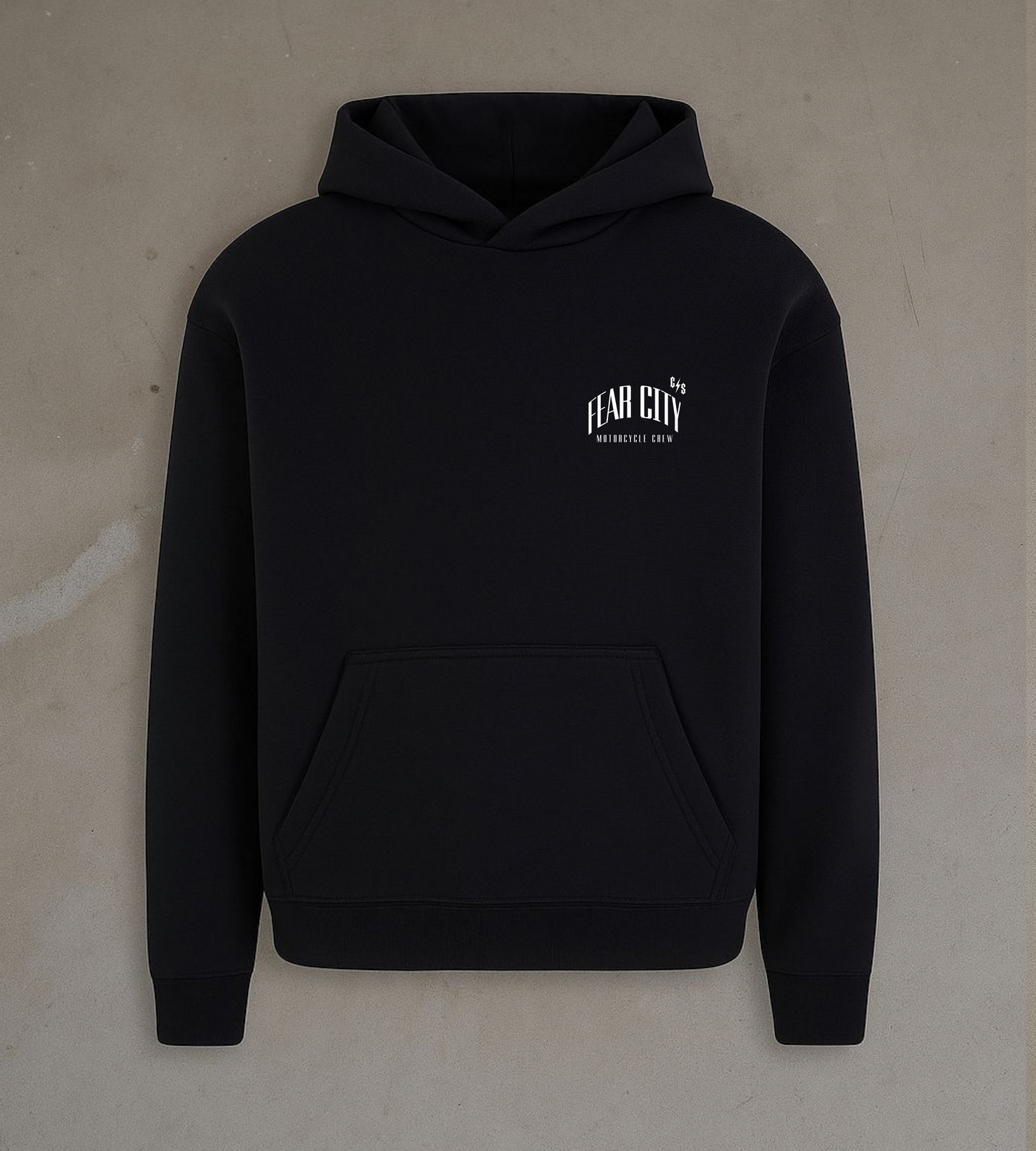 Fear City Reaper Hoodie Schwarz - Streetwear mit Skull Print für Biker