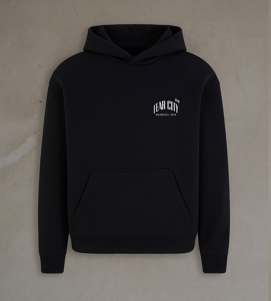 Fear City Reaper Hoodie Schwarz - Streetwear mit Skull Print für Biker