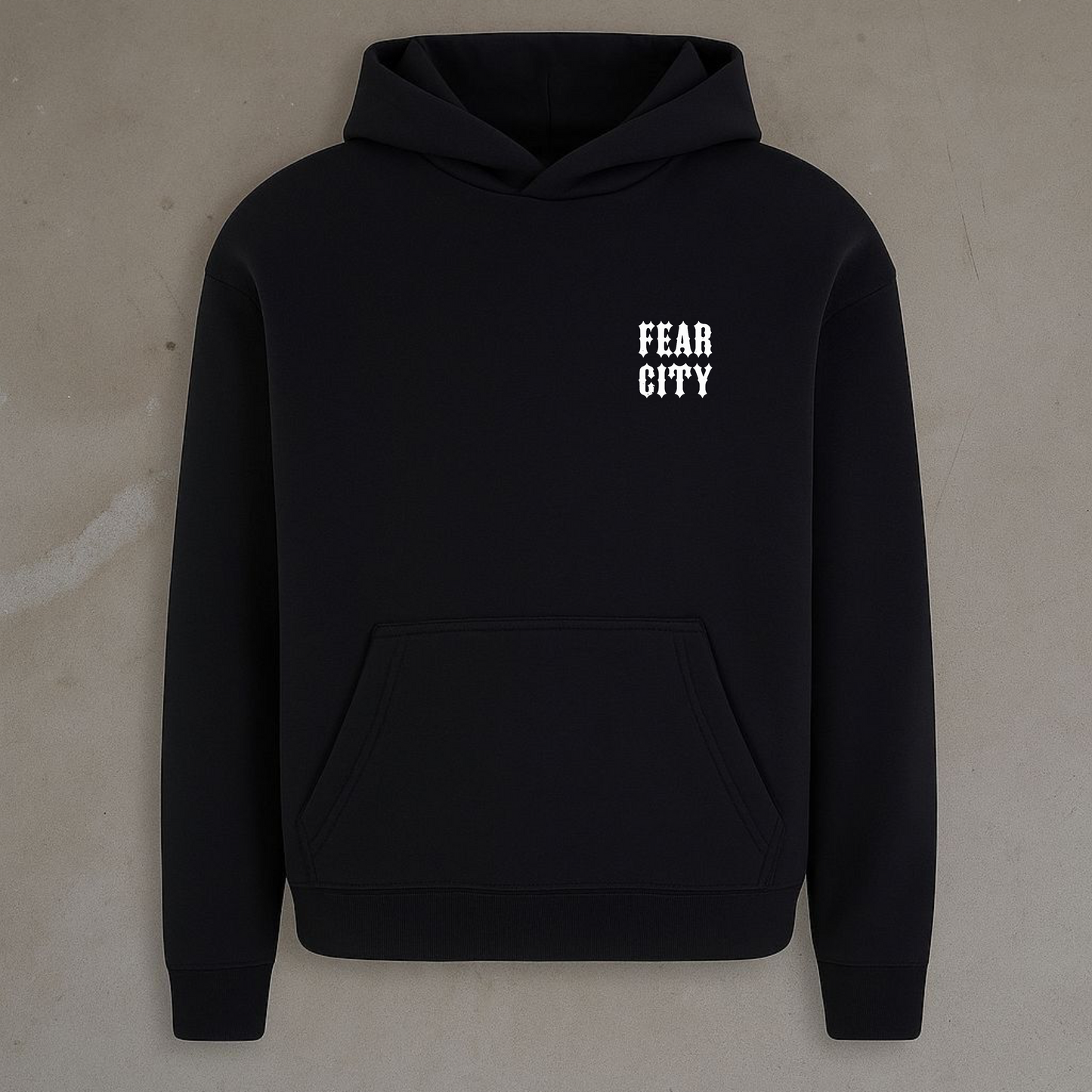 Fear City Hoodie Schwarz - Streetwear mit Heavy Typo Print für Biker