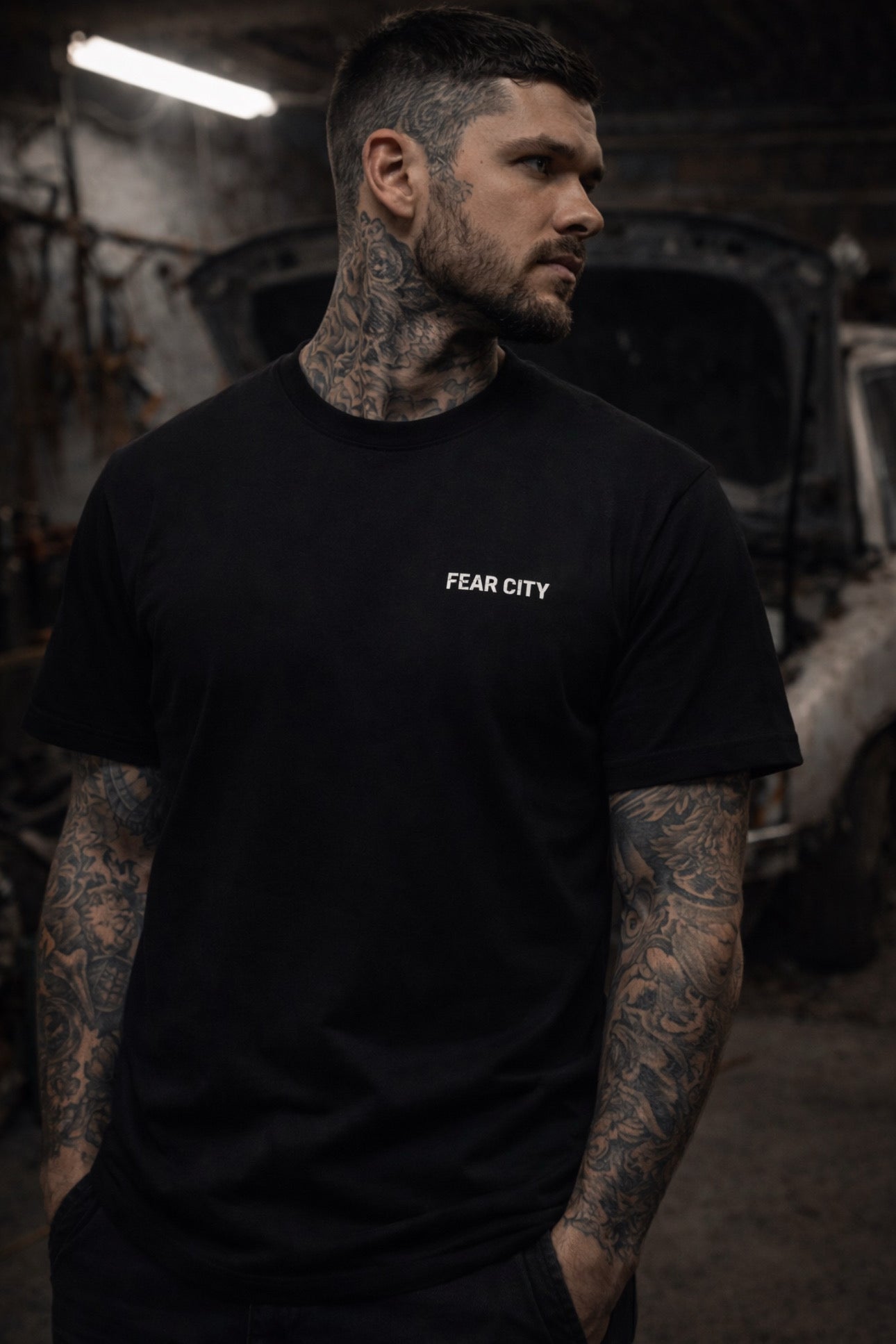 FEAR CITY RAW T-SHIRT – BLACK / FRONTPRINT ONLY!