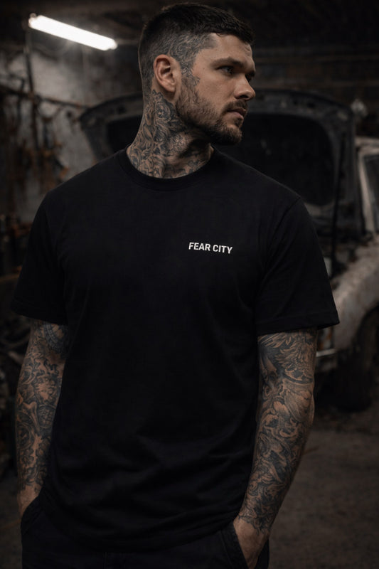 FEAR CITY RAW T-SHIRT – BLACK / FRONTPRINT ONLY!