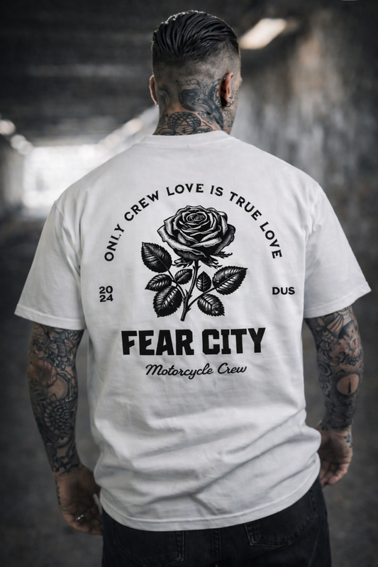 FEAR CITY WHITE ROSE T-SHIRT – WHITE / FRONT & BACKPRINT