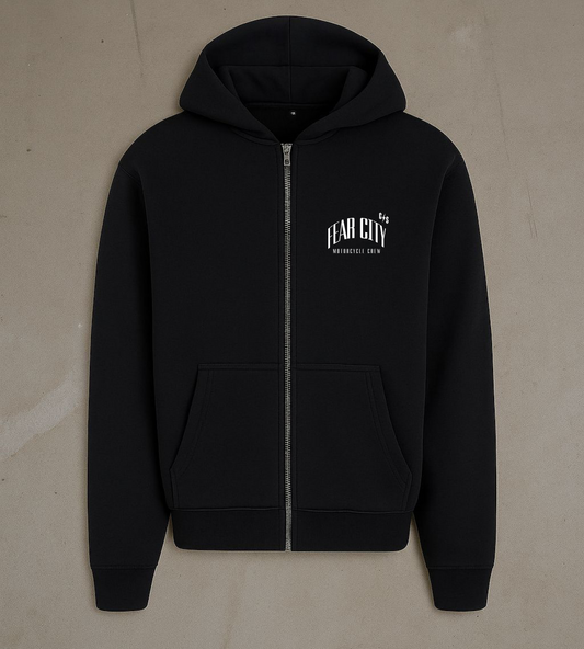 Fear City Reaper Zipper Schwarz - Streetwear mit Skull Print für Biker