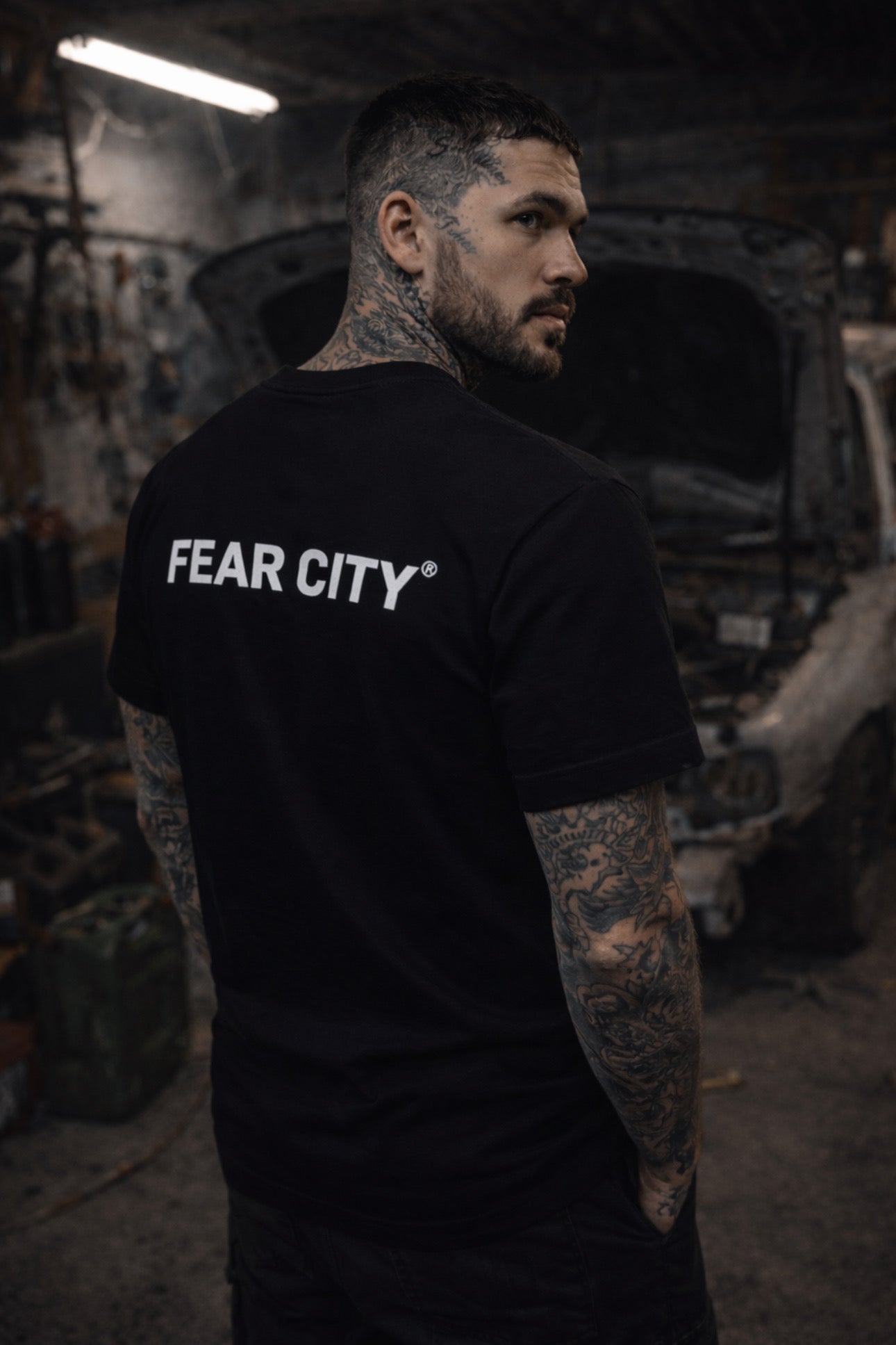 FEAR CITY RAW T-SHIRT – BLACK / FRONT & BACKPRINT