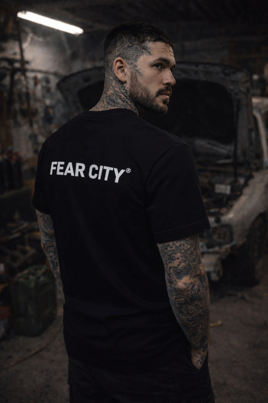 FEAR CITY RAW T-SHIRT – BLACK / FRONT & BACKPRINT