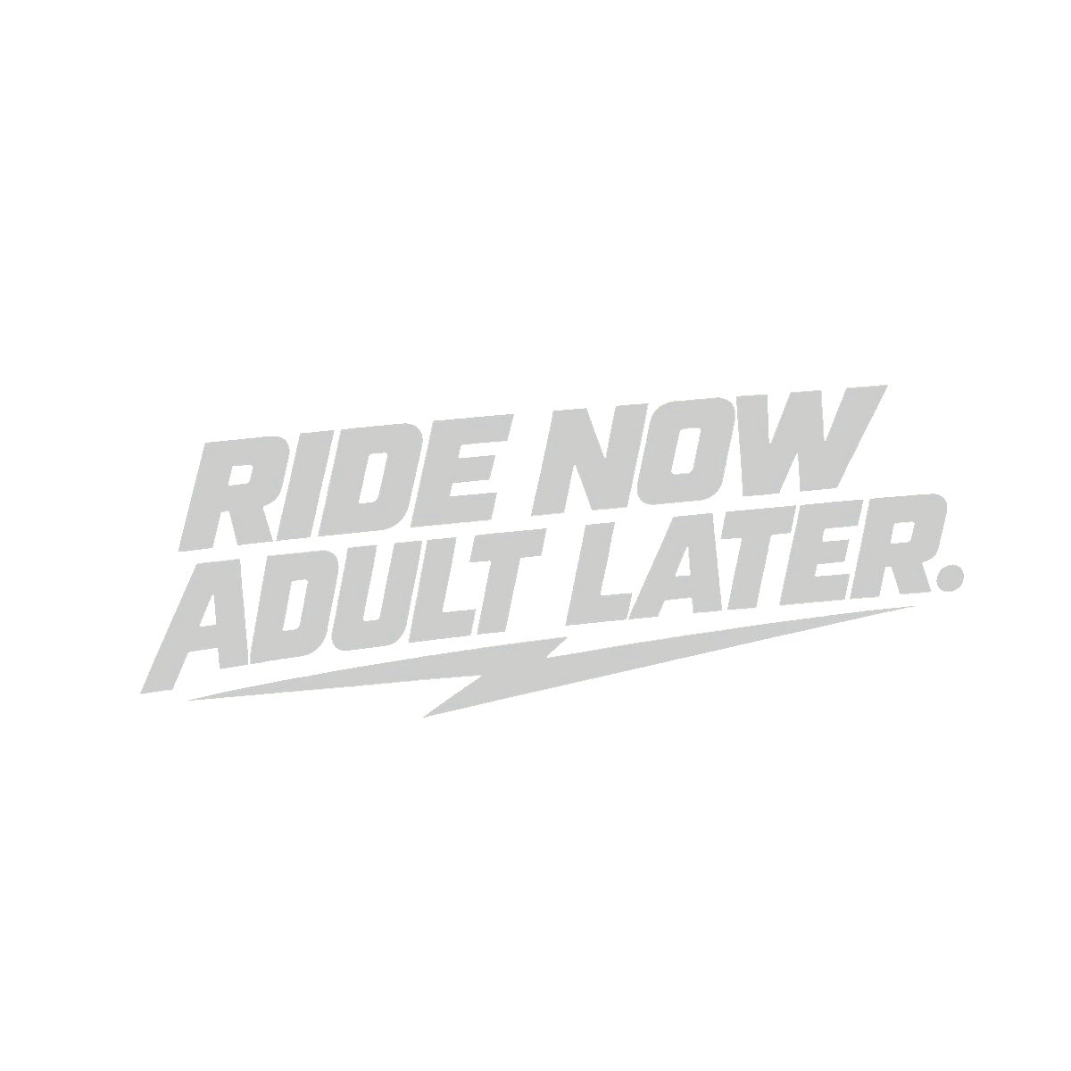RIDE NOW, ADULT LATER. Motorrad Sticker – Silber
