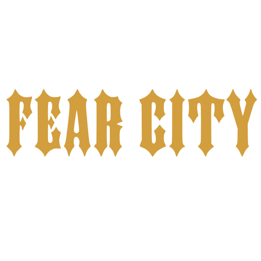 Clubstyle Chopper Sticker Fear City – Motorrad Aufkleber Oldschool Biker Schriftzug – Harley Decal – Custom Bike Sticker – Chopper Tank Logo – Biker Style Aufkleber – Motorrad Garage Deko – Bobber FXR Dyna Road Glide Look Gold 
