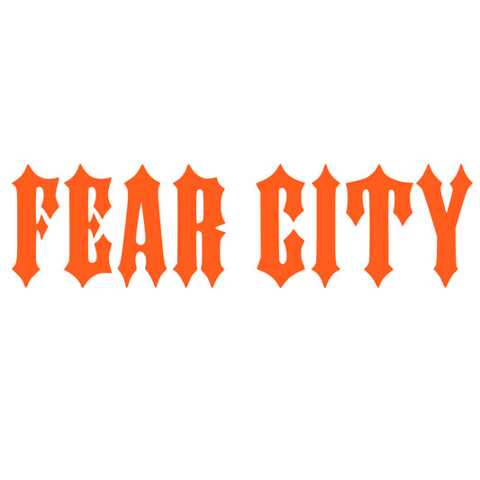 Clubstyle Chopper Sticker Fear City – Motorrad Aufkleber Oldschool Biker Schriftzug – Harley Decal – Custom Bike Sticker – Chopper Tank Logo – Biker Style Aufkleber – Motorrad Garage Deko – Bobber FXR Dyna Road Glide Look Orange 
